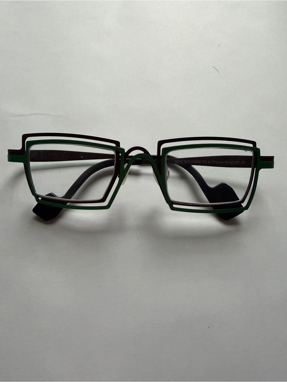 **LIKE NEW** Theo Eyewitness Green and Black Double-Layer Rectangle Glasses - Picture 3 of 7